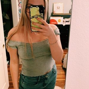 Brandy Melville grey off the shoulder top
